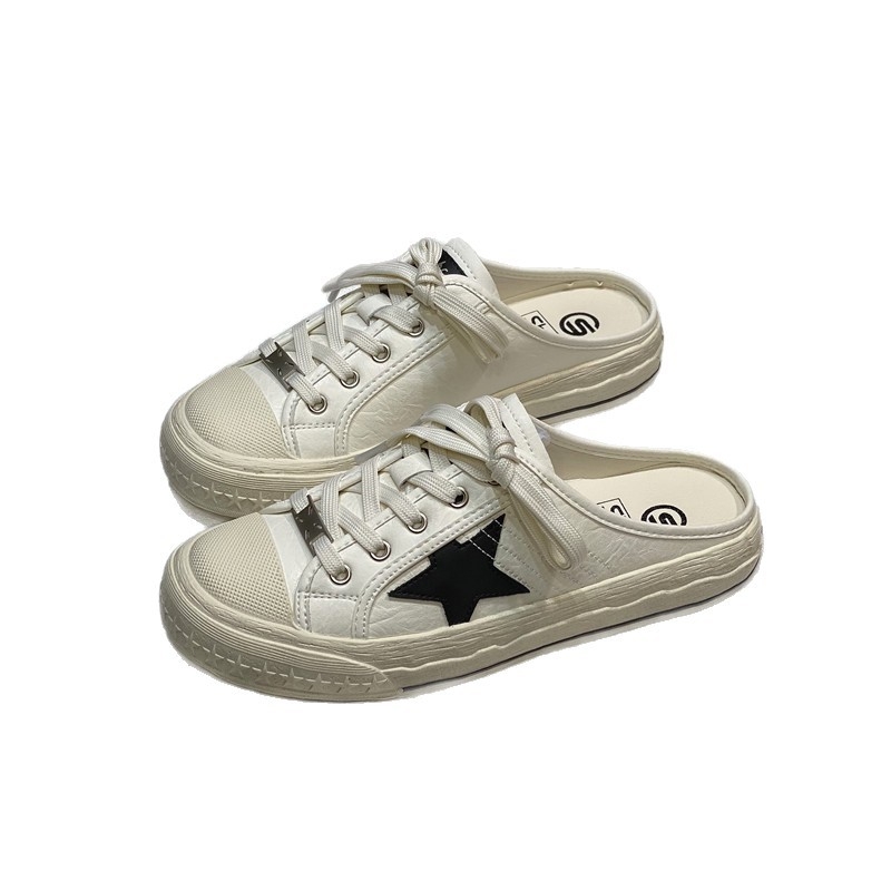 Pantofi femei din piele naturală, slip-on cu model stea, vârf rotund, primăvara 2026