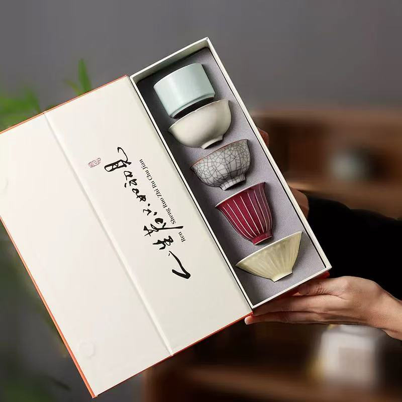 Set de ceai din cinci cești faimoase – cutie cadou cu ceașcă de degustare și ceașcă pentru gazdă, inspirat de Orașul Interzis