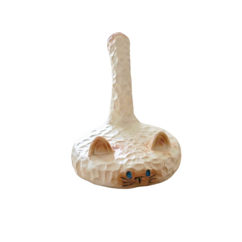 Set decorativ cu pisică Siamese, suport pentru telefon și vază, aranjament floral în stil franțuzesc pentru living și intrare, în nuanțe crem