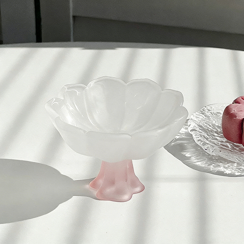 Ceai lotus în stil nou chinezesc, ceașcă înaltă de sticlă pentru degustare, sticlă cristal, cupă de sake cu flori