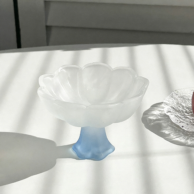 Ceai lotus în stil nou chinezesc, ceașcă înaltă de sticlă pentru degustare, sticlă cristal, cupă de sake cu flori