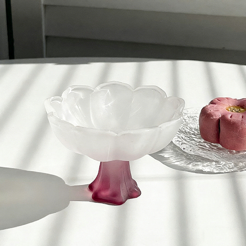 Ceai lotus în stil nou chinezesc, ceașcă înaltă de sticlă pentru degustare, sticlă cristal, cupă de sake cu flori