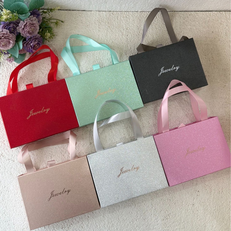 Cutie de ambalare bijuterii cu sertar portabil, în șase culori, stil minimalist, pentru coliere și accesorii mici