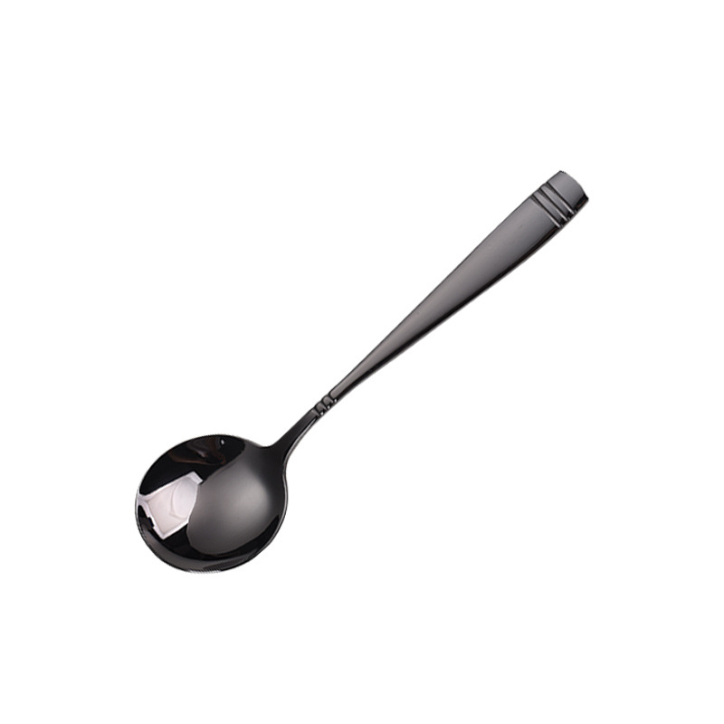 Lingură rotundă din oțel inoxidabil îngroșat, design drăguț de student; utilizare multiplă pentru fel principal, desert și ceai.