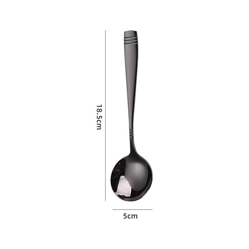 Lingură rotundă din oțel inoxidabil îngroșat, design drăguț de student; utilizare multiplă pentru fel principal, desert și ceai.
