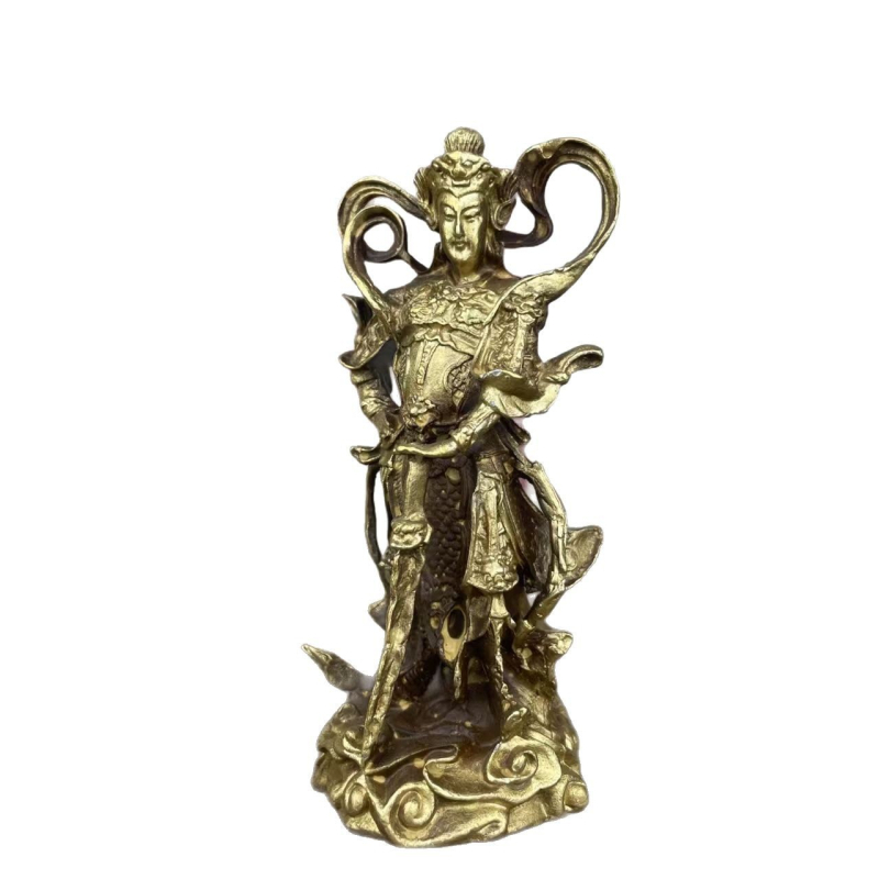 Statuetă din alamă a lui Wei Tuo Bodhisattva, Bodhisattva protector, decor pentru casă