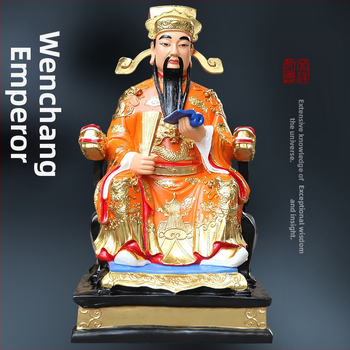 88 cm chrámová socha Budhu: Boh cisára Wenchangu, bódhisattva Wenqu Xingjun, živicový sklolaminát