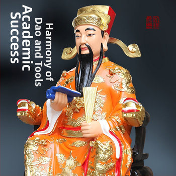 88 cm chrámová socha Budhu: Boh cisára Wenchangu, bódhisattva Wenqu Xingjun, živicový sklolaminát