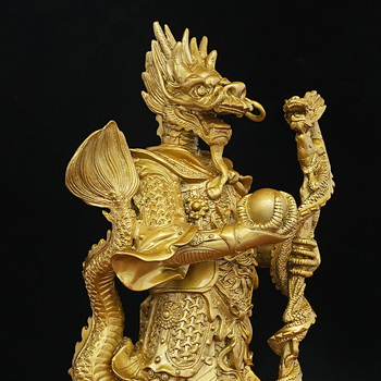 Statuetă din bronz a Dragonului Rege, Buddha, talisman pentru atragerea bogăției, decor pentru altarul de acasă