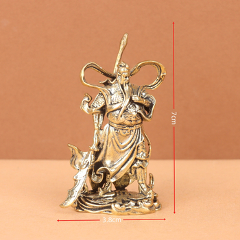 Statuetă din alamă Guan Gong, Zeul Bogăției, figură decorativă pentru casă și birou