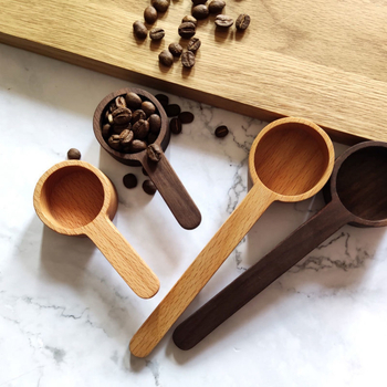 Lingură de măsurare din lemn de nuc negru, lemn masiv, mâner scurt, pentru cafea, ceai, pulberi de fructe și ingrediente de copt, stil japonez