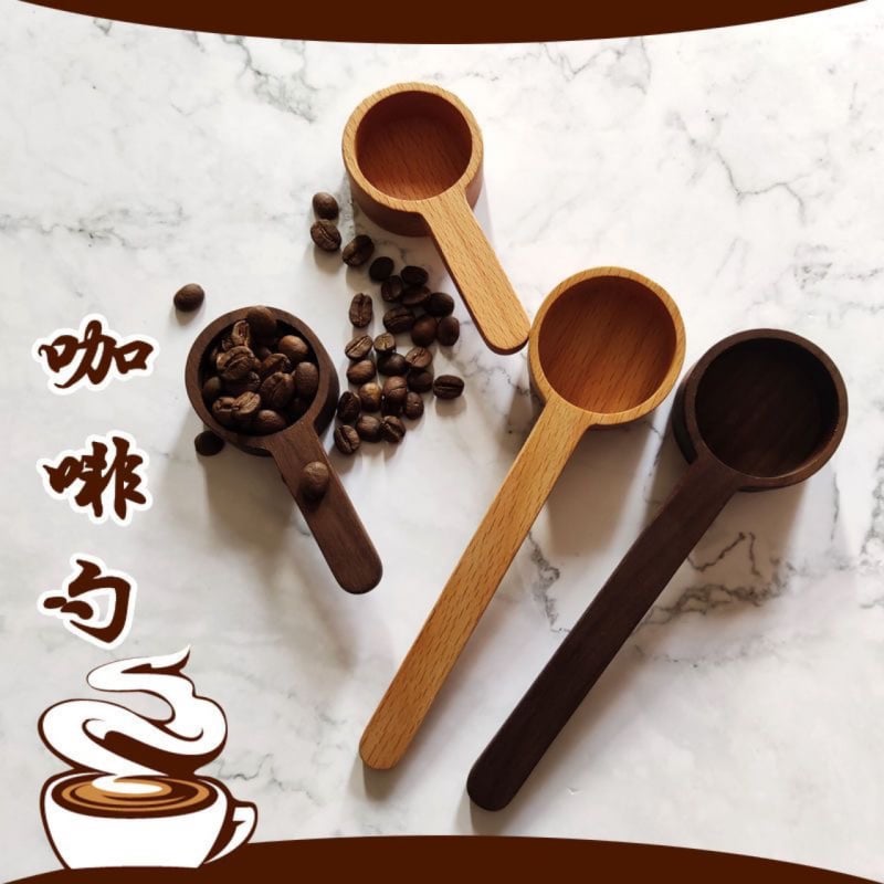Lingură de măsurare din lemn de nuc negru, lemn masiv, mâner scurt, pentru cafea, ceai, pulberi de fructe și ingrediente de copt, stil japonez