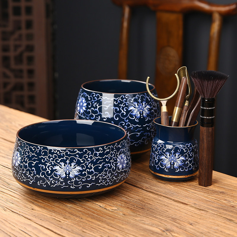 Set Kung Fu ceai din lemn de eben, 6 piese, unelte de preparare a ceaiului în stil chinezesc, stilou de ceai și lingură de ceai, accesorii