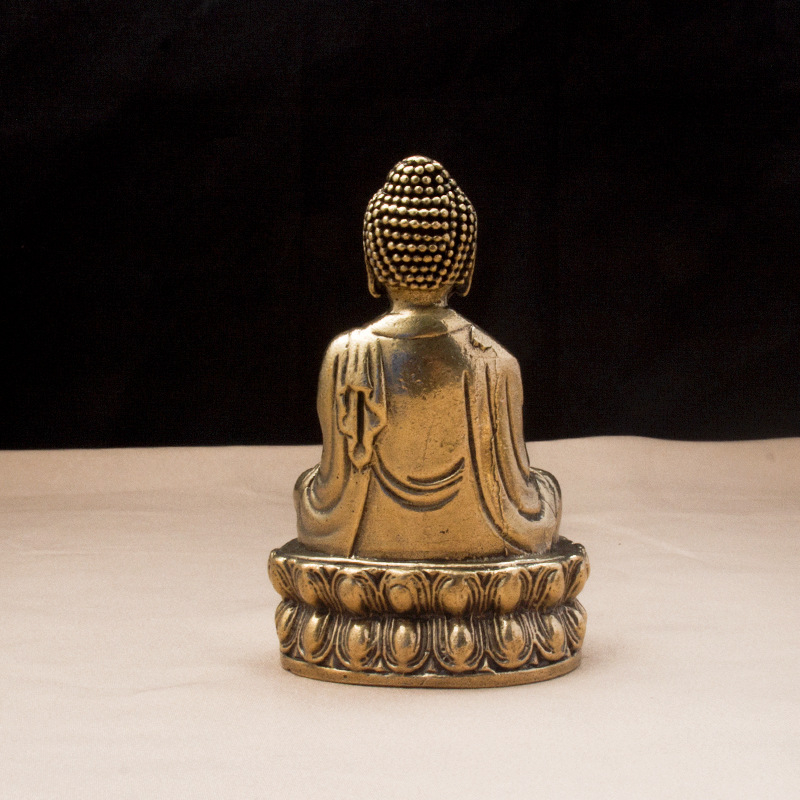 Statuie din alamă a lui Buddha Sakyamuni, ornament decorativ în stil antic pentru casă