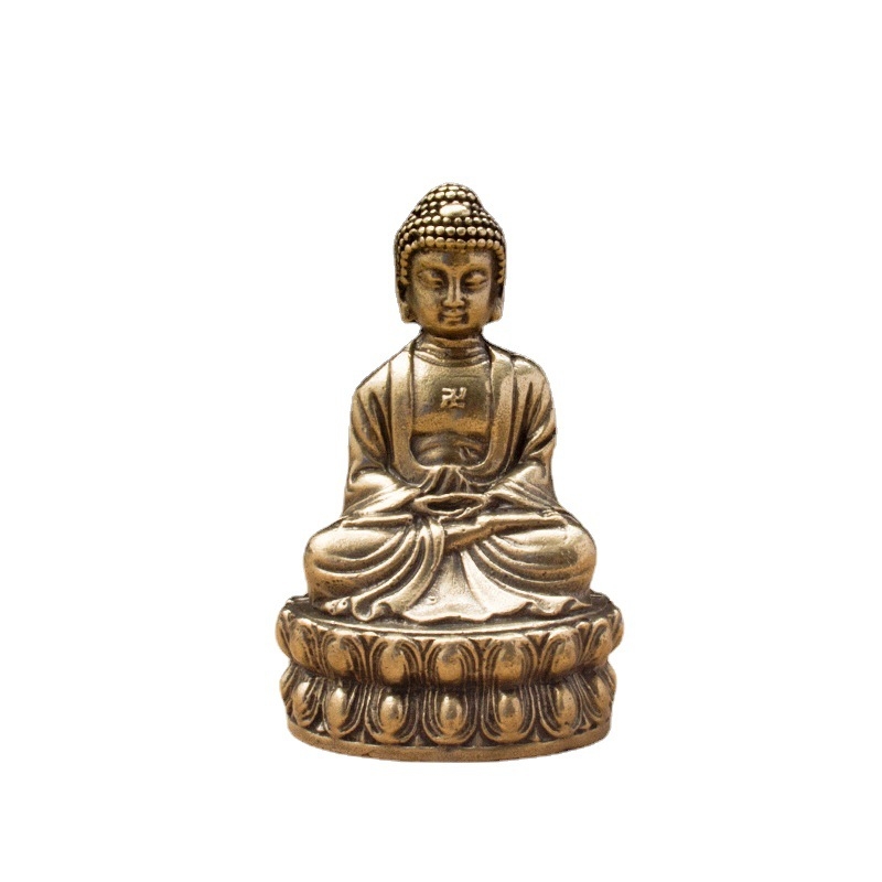 Statuie din alamă a lui Buddha Sakyamuni, ornament decorativ în stil antic pentru casă