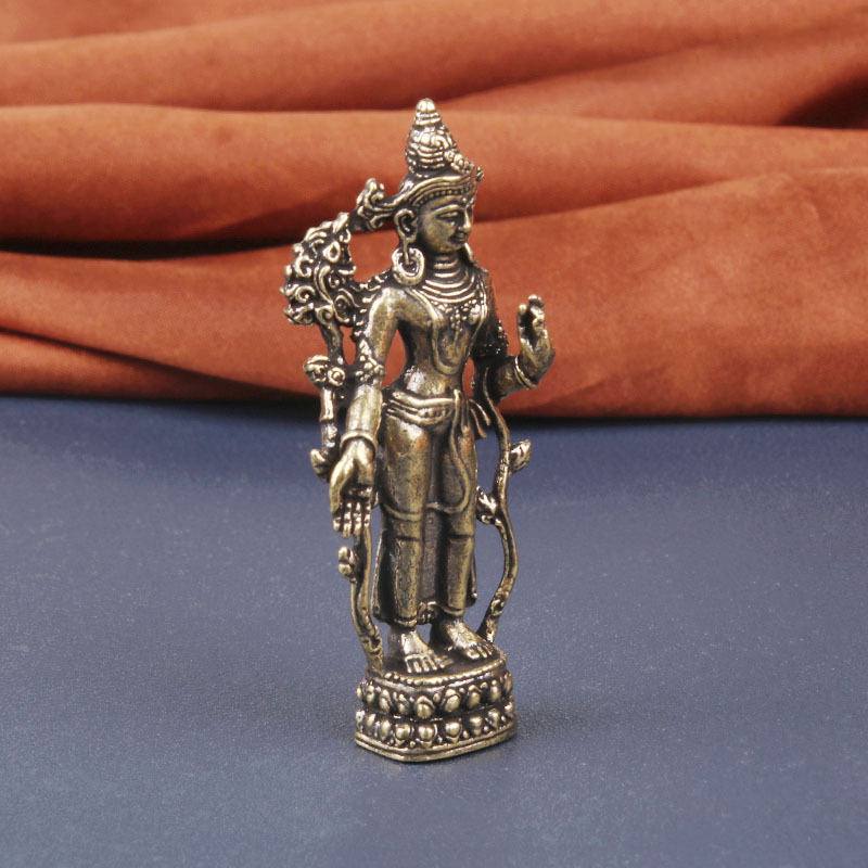 Statua Buddha Green Tara tibetană din alamă, decor pentru birou, sculptură religioasă esoterică, colecționabil vintage