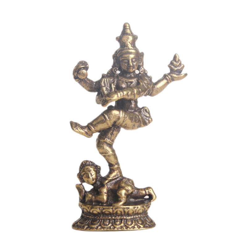 Buddha cu patru brațe din alamă, statuetă de birou decorativă