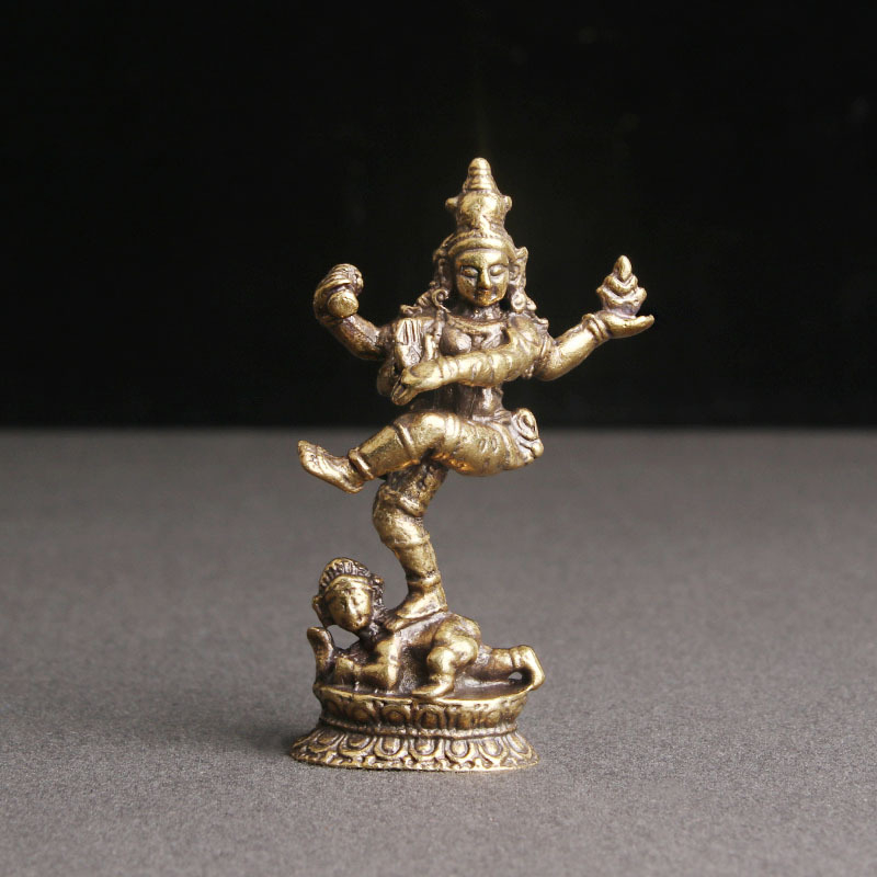 Buddha cu patru brațe din alamă, statuetă de birou decorativă