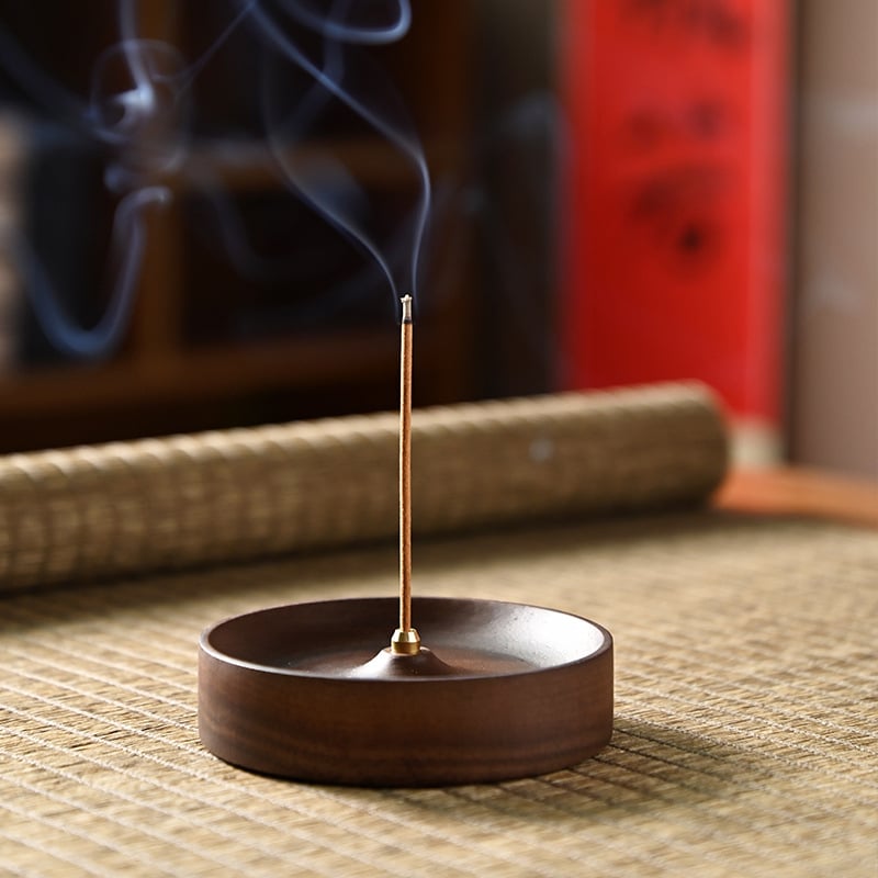 Fekete diófából készült füstölő tartó otthoni teaszobához, egyszemélyes tömörfa tea ceremónia égő, kínai stílusú agarwood tálca