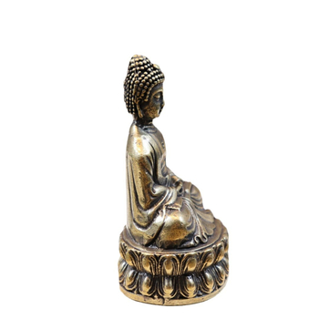 Statui Buddha din alamă cu lotus – obiect decorativ pentru birou și casă
