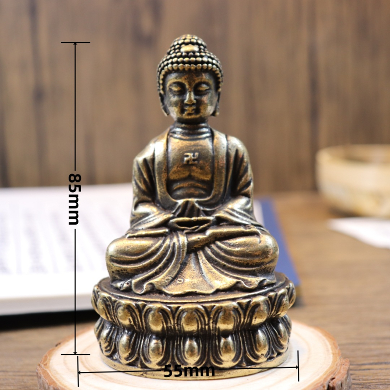 Statui Buddha din alamă cu lotus – obiect decorativ pentru birou și casă