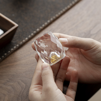 Suport din cristal în stil chinezesc pentru masa de ceai de-acasă, suport din sticlă pentru capac, accesorii pentru ceremonia ceaiului