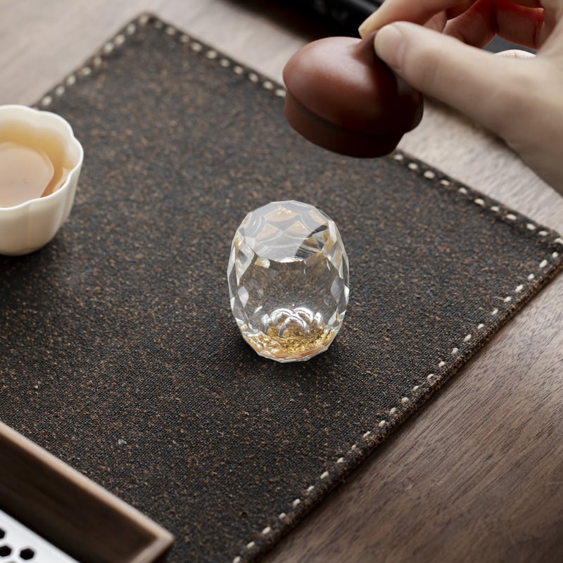 Suport din cristal în stil chinezesc pentru masa de ceai de-acasă, suport din sticlă pentru capac, accesorii pentru ceremonia ceaiului