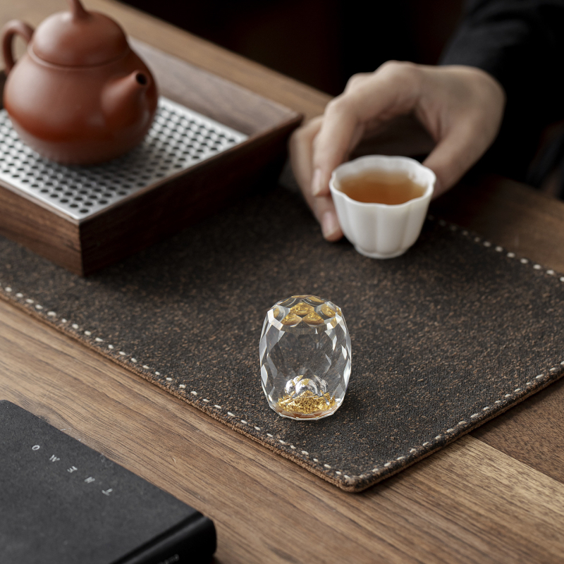 Suport din cristal în stil chinezesc pentru masa de ceai de-acasă, suport din sticlă pentru capac, accesorii pentru ceremonia ceaiului