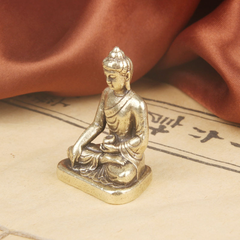 Buda Medicina – statuetă de birou din alamă, sculptură religioasă pentru închinare