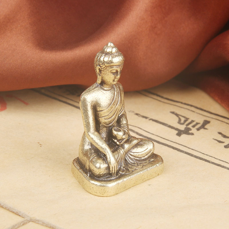 Buda Medicina – statuetă de birou din alamă, sculptură religioasă pentru închinare