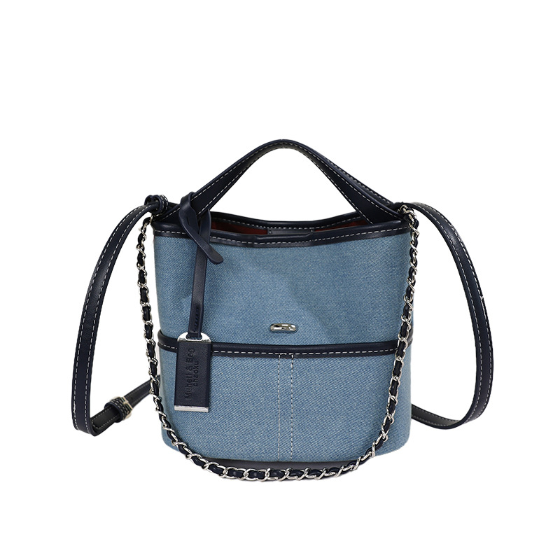 Geantă din denim pentru femei, bucket cu curea – crossbody, potrivită pentru utilizare zilnică, modă primăvara 2026