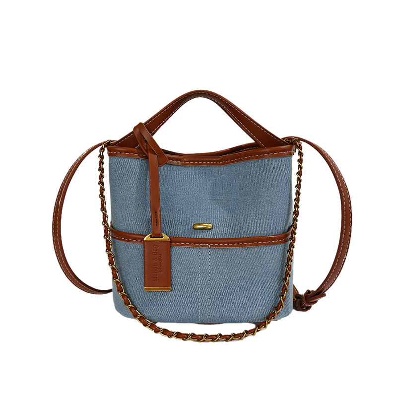 Geantă din denim pentru femei, bucket cu curea – crossbody, potrivită pentru utilizare zilnică, modă primăvara 2026