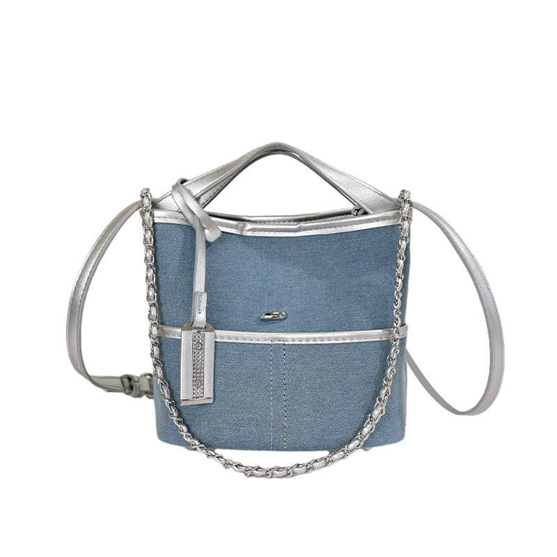 Geantă din denim pentru femei, bucket cu curea – crossbody, potrivită pentru utilizare zilnică, modă primăvara 2026