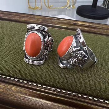 Inel cu elemente etnice mongole, motiv retro de șa, elegant, de înaltă calitate, la modă și unic.