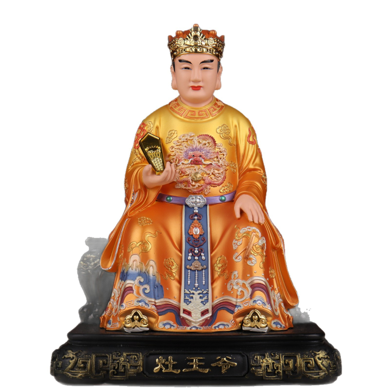 Statuie din rășină a Zeului Bucătăriei pentru venerare, Figură a divinității bucătăriei pentru altarul de acasă
