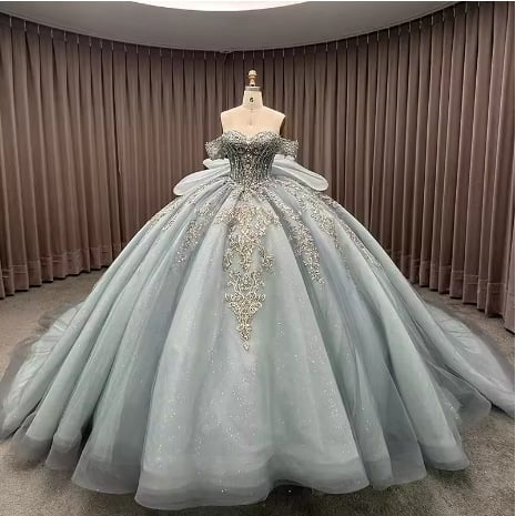 Rochie de mireasă nouă pentru femei, decolteu off-shoulder, lux ușor, croială de nișă, mare funda, tul, tren pentru ședințe foto