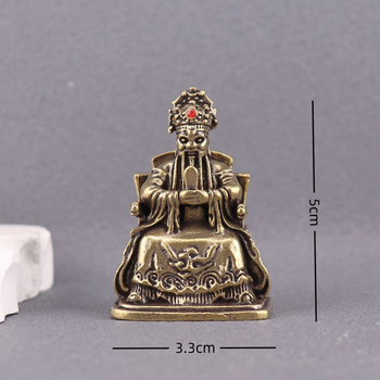 Set de cinci figurine din alamă: Statuie Dragon King și Zeul Bogăției Guangji, ornamente pentru altarul de acasă