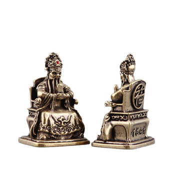 Set de cinci figurine din alamă: Statuie Dragon King și Zeul Bogăției Guangji, ornamente pentru altarul de acasă