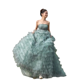 Rochie de mireasă ușoară, inspirată din pădure, pentru ședințe foto în studio și fotografii de cuplu în aer liber, fustă de tul colorată, cu efect eteric