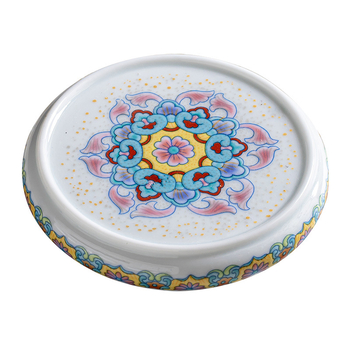 Suport rotund ceramic pentru capacul de ceainic, model porțelan albastru-alb, accesoriu pentru ceremonia ceaiului chinezesc