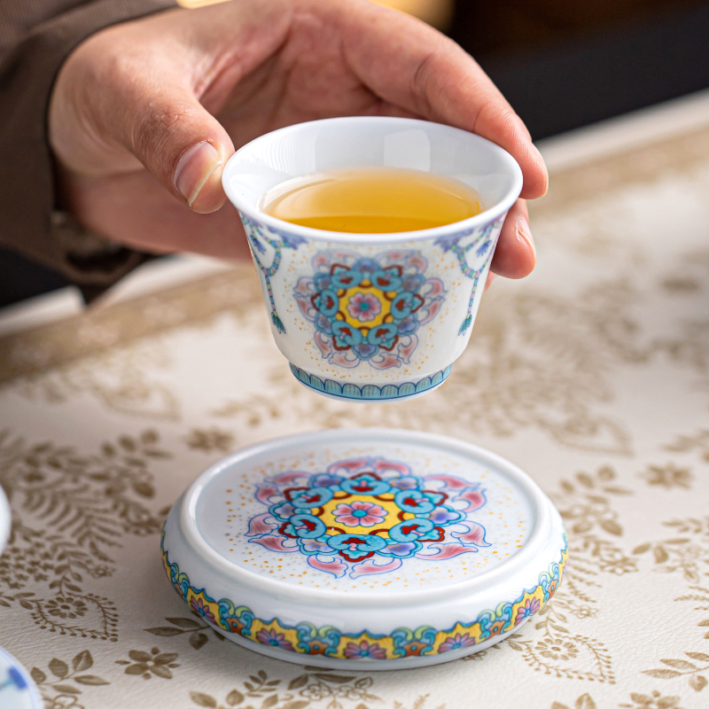 Suport rotund ceramic pentru capacul de ceainic, model porțelan albastru-alb, accesoriu pentru ceremonia ceaiului chinezesc