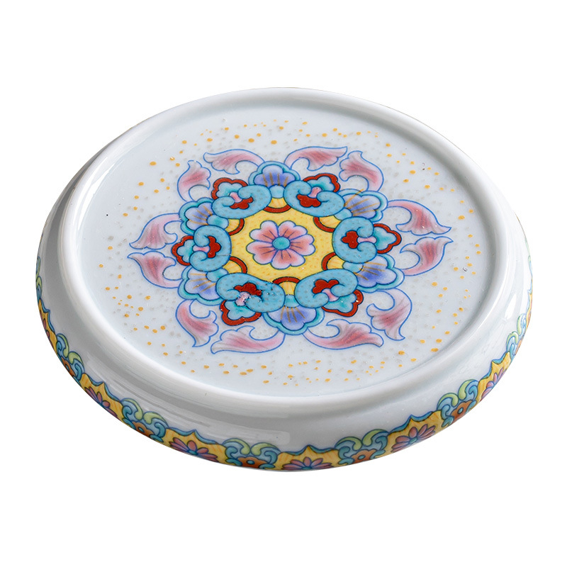 Suport rotund ceramic pentru capacul de ceainic, model porțelan albastru-alb, accesoriu pentru ceremonia ceaiului chinezesc