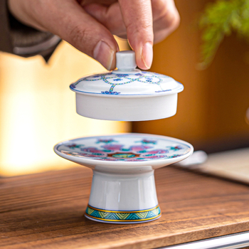 Suport ceramic pentru capacul ceainicului, cu bază înaltă și model de lotus împletit, pentru uz casnic, set Gongfu de ceai și accesorii pentru ceremonia ceaiului