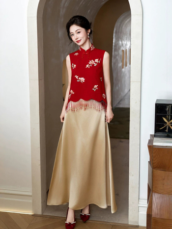 Rochie de logodnă în stil chinezesc, rochie pentru toastul mirilor, halat de dimineață, set elegant de rochii pentru zi