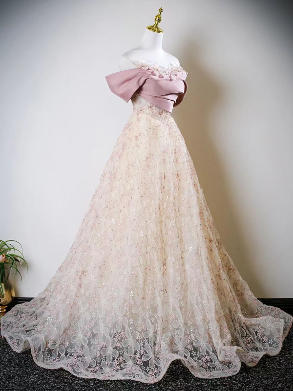 Rochie de mireasă roz cu un umăr, dantelă, pentru femei, stil nou 2025, lux ușor, rochie de prințesă