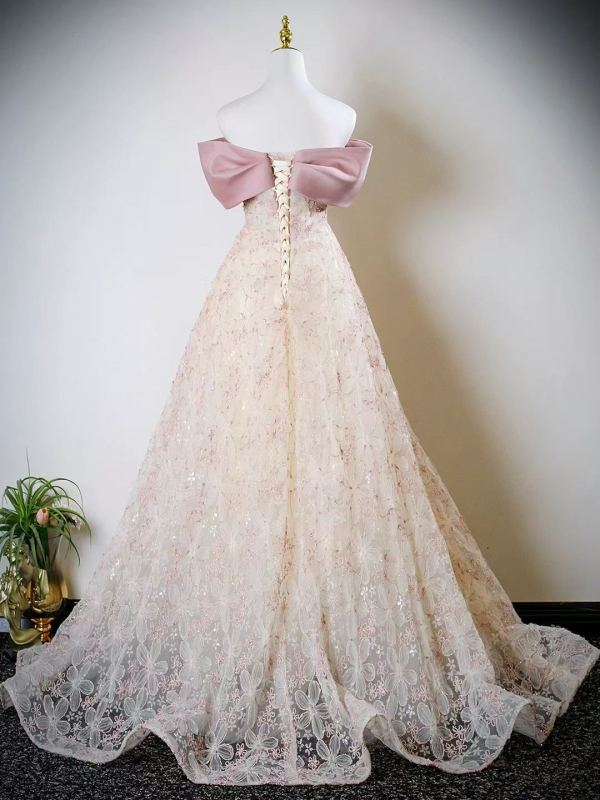 Rochie de mireasă roz cu un umăr, dantelă, pentru femei, stil nou 2025, lux ușor, rochie de prințesă