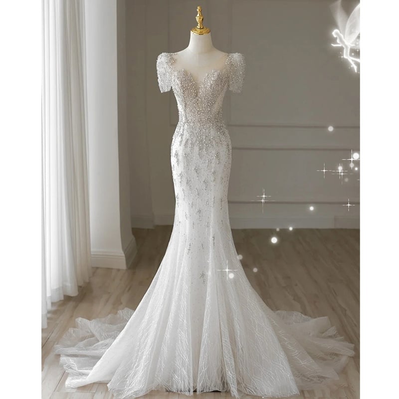 Rochie de mireasă în stil francez, ușoară, nou model 2026, rochie sirena elegantă, croială Slim