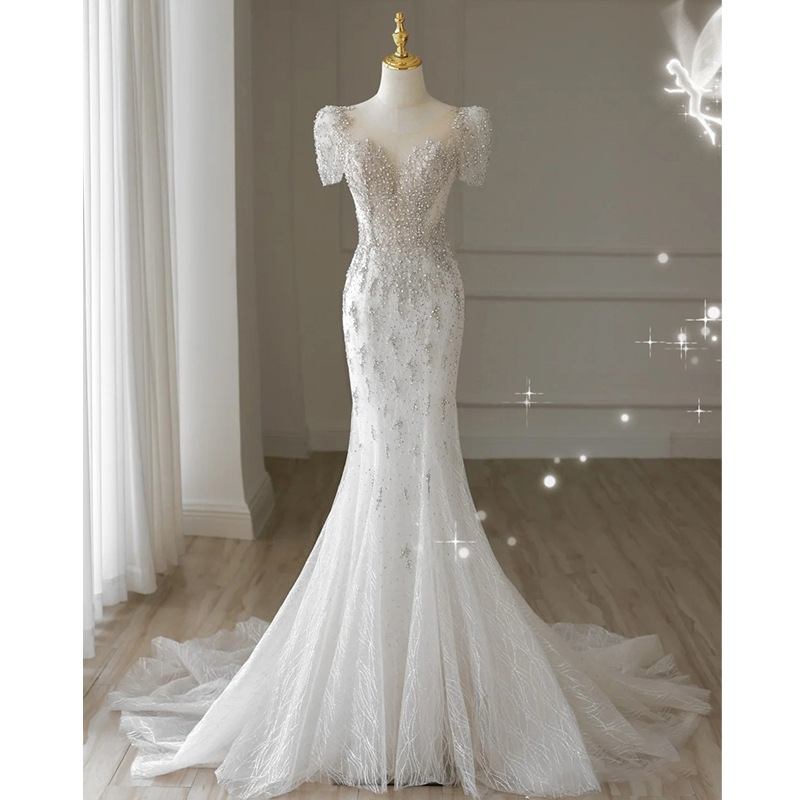 Rochie de mireasă în stil francez, ușoară, nou model 2026, rochie sirena elegantă, croială Slim