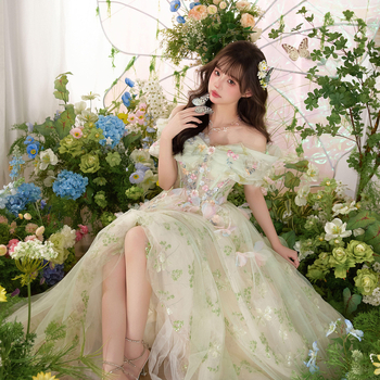 Rochie de seară verde pădure, din plasă, un umăr, lungă, talie medie, look luxos de nișă pentru nunți, petreceri, logodnă și reprezentații