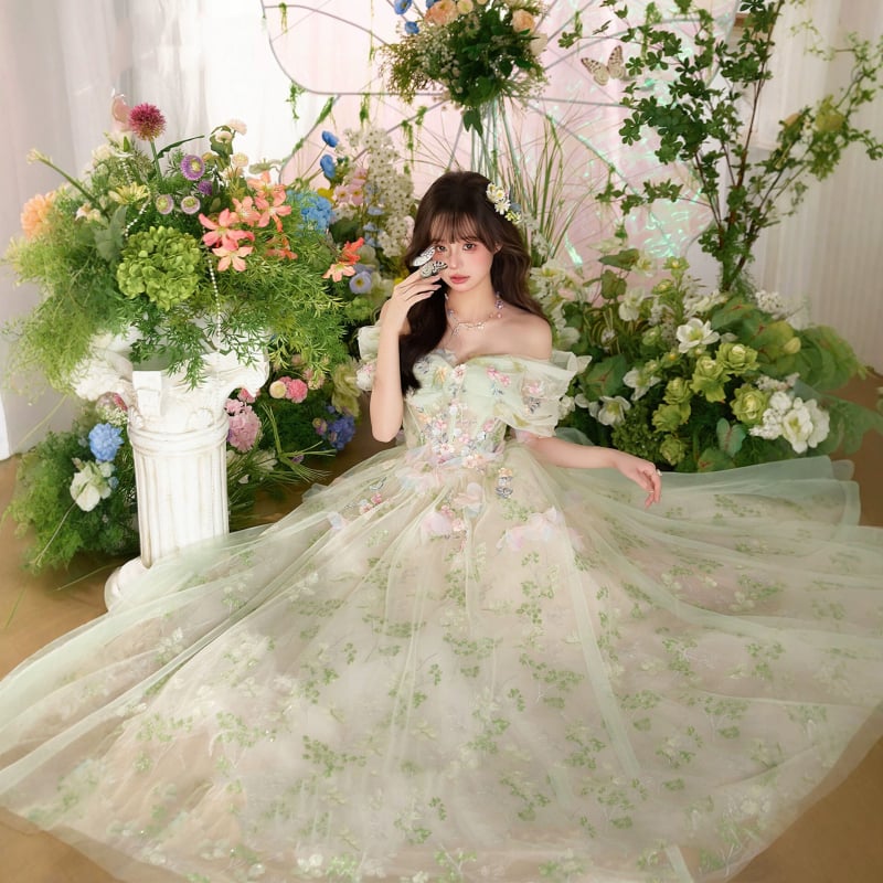 Rochie de seară verde pădure, din plasă, un umăr, lungă, talie medie, look luxos de nișă pentru nunți, petreceri, logodnă și reprezentații